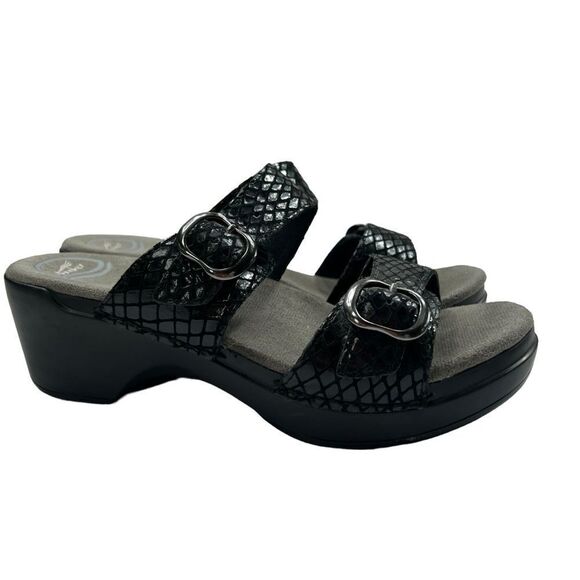 Dansko Shoes - Dansko Sophie Metallic Black Slide-on Heeled Sandals Size 40 (9.5-10US)